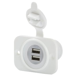 Dual USB Charger and 12V Receptacle White, OEM